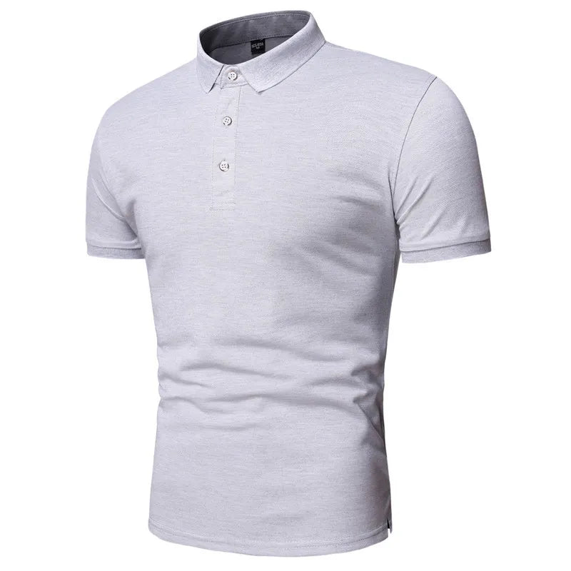 Herren Slim-Fit Poloshirt mit Stehkragen und Knopfleiste