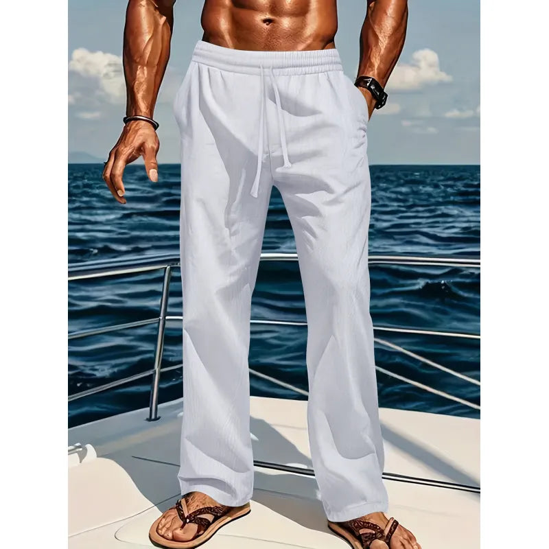 Herren-Set aus Kurzarmhemd und Kordelzughose mit entspannter Passform