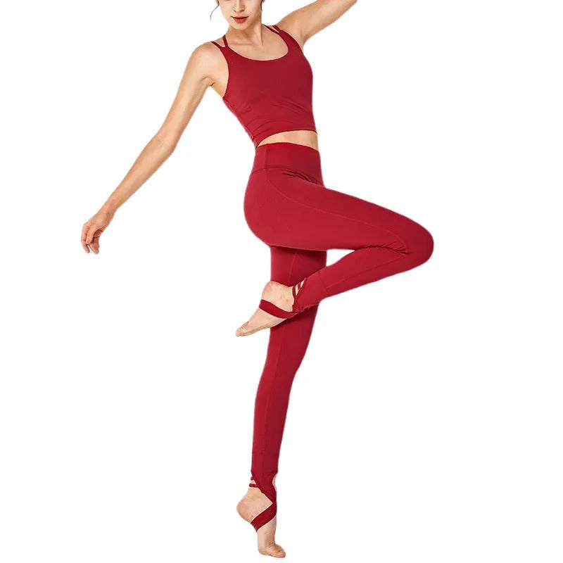 Damen-Leggings mit hoher Taille, Knöchelbanddetail und durchgehendem Schnitt