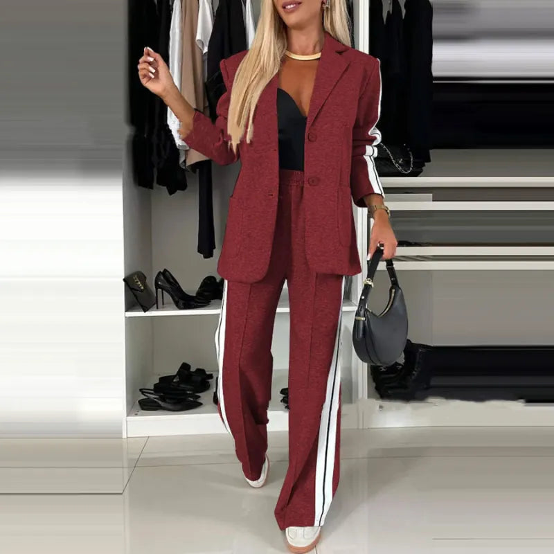 Elegant lapel casual suit for women