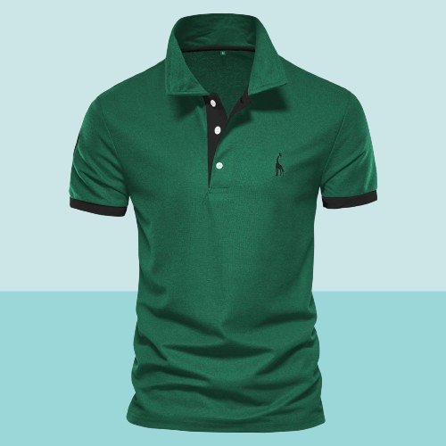 Herren-Poloshirt mit Kontrastdetails und gesticktem Logo auf der Brust
