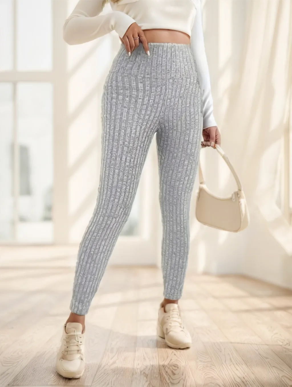 Gemusterte Leggings mit hoher Taille und schmaler Passform für Damen