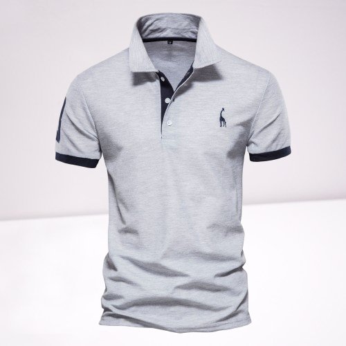 Herren-Poloshirt mit Kontrastdetails und gesticktem Logo auf der Brust