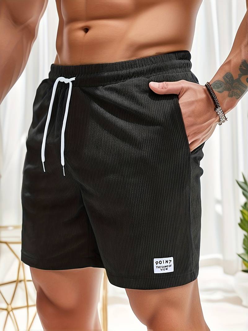 Herren-Shorts mit Kordelzug, Seitentaschen und strukturiertem Stoff