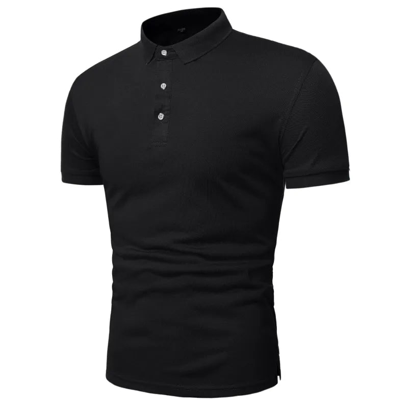 Herren Slim-Fit Poloshirt mit Stehkragen und Knopfleiste