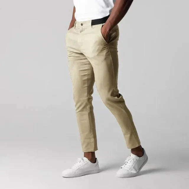 Flexible slim-fit stretch chinos for men