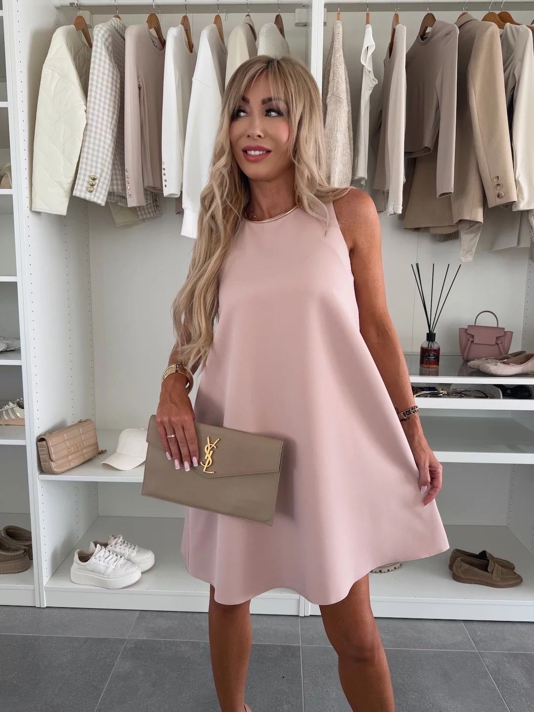 Ärmelloses A-Linien-Minikleid mit rundem Ausschnitt für Damen