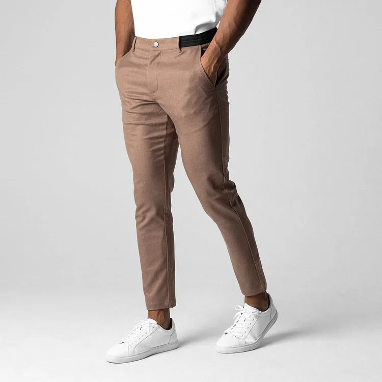 Flexible slim-fit stretch chinos for men