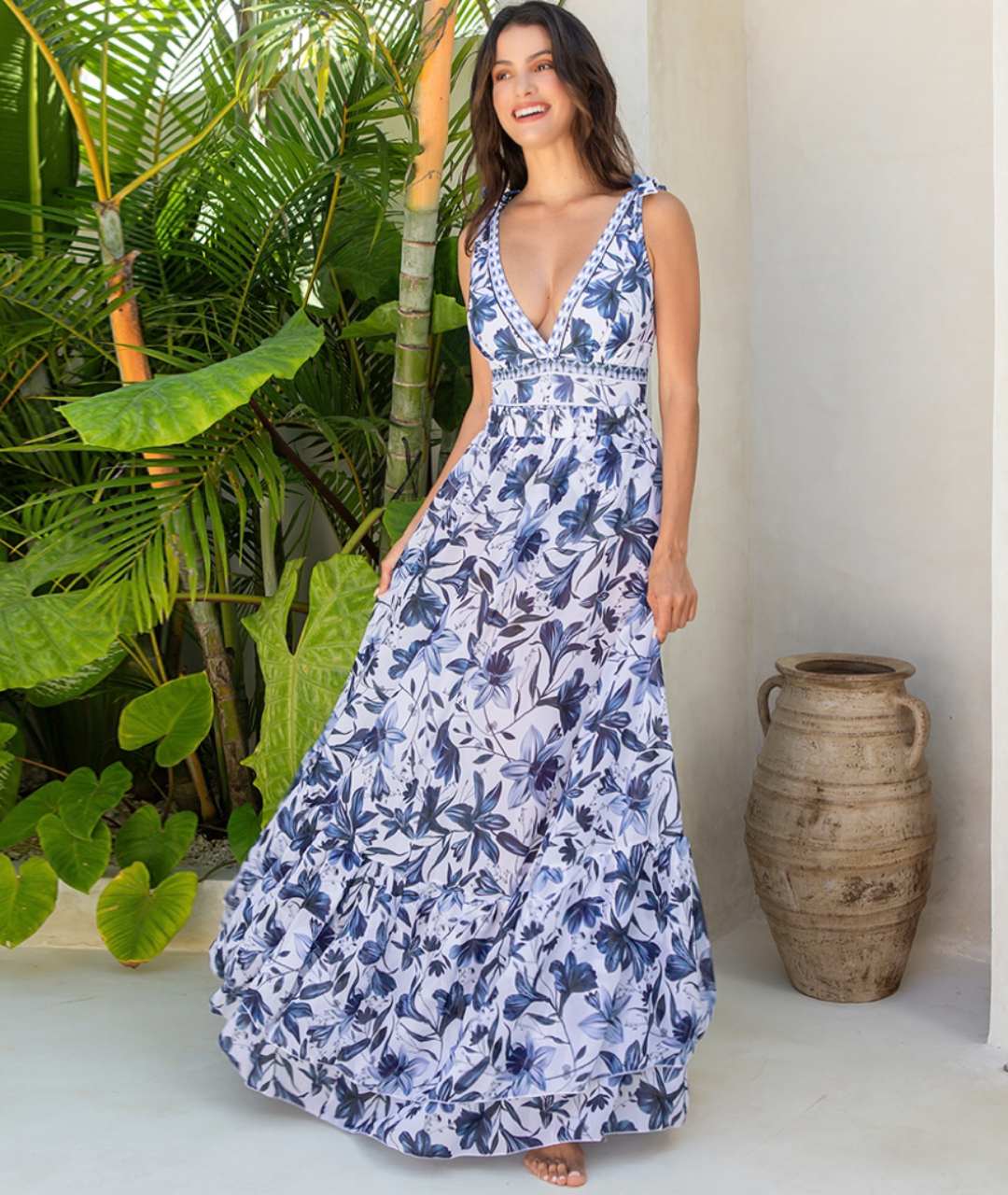 Bedrucktes Damen-Set aus Badeanzug und passendem langen Rock