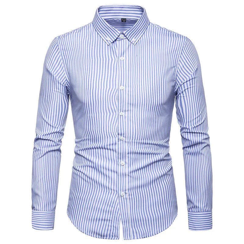 Lightweight slim-fit striped cardigan shirt for men