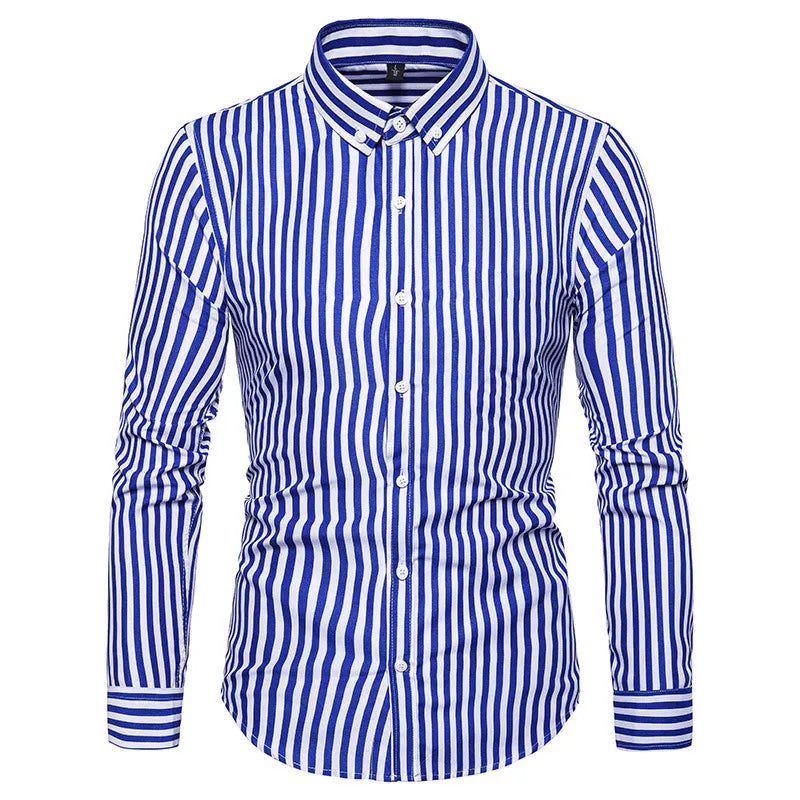 Lightweight slim-fit striped cardigan shirt for men