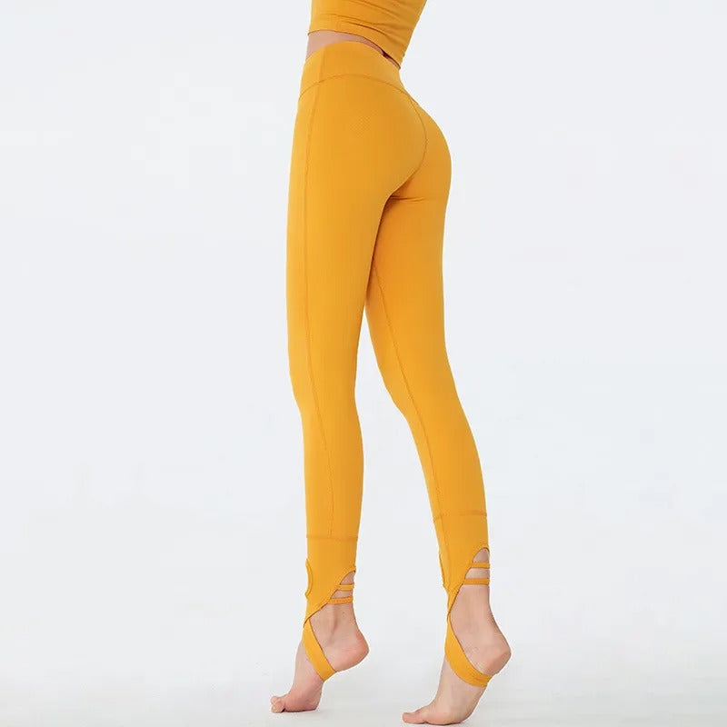 Damen-Leggings mit hoher Taille, Knöchelbanddetail und durchgehendem Schnitt