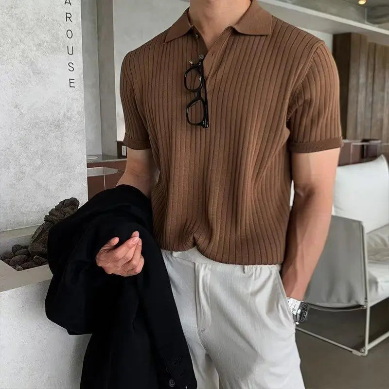 Knit polo shirt for men in Korean style