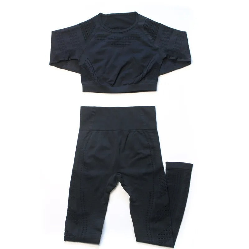 Seamless ribbed yoga set for women
