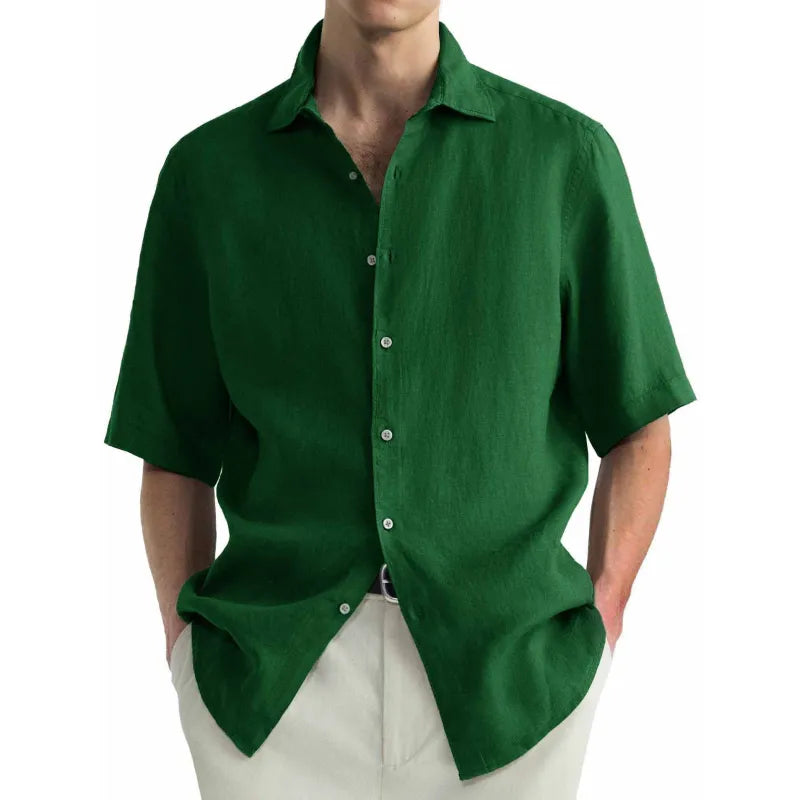 Lightweight washed cotton shirt and pants set for men