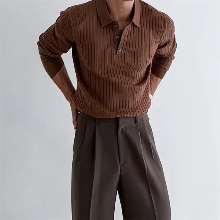 Elegant ribbed polo shirt for men