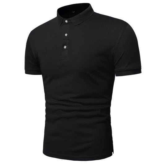 Herren Slim-Fit Poloshirt mit Stehkragen und Knopfleiste