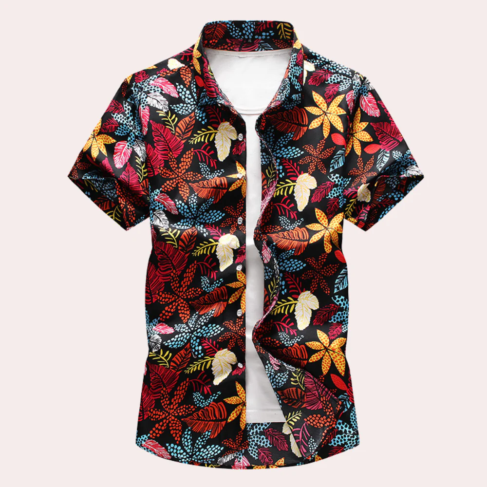 Lightweight Hawaiian-style polo shirt for men
