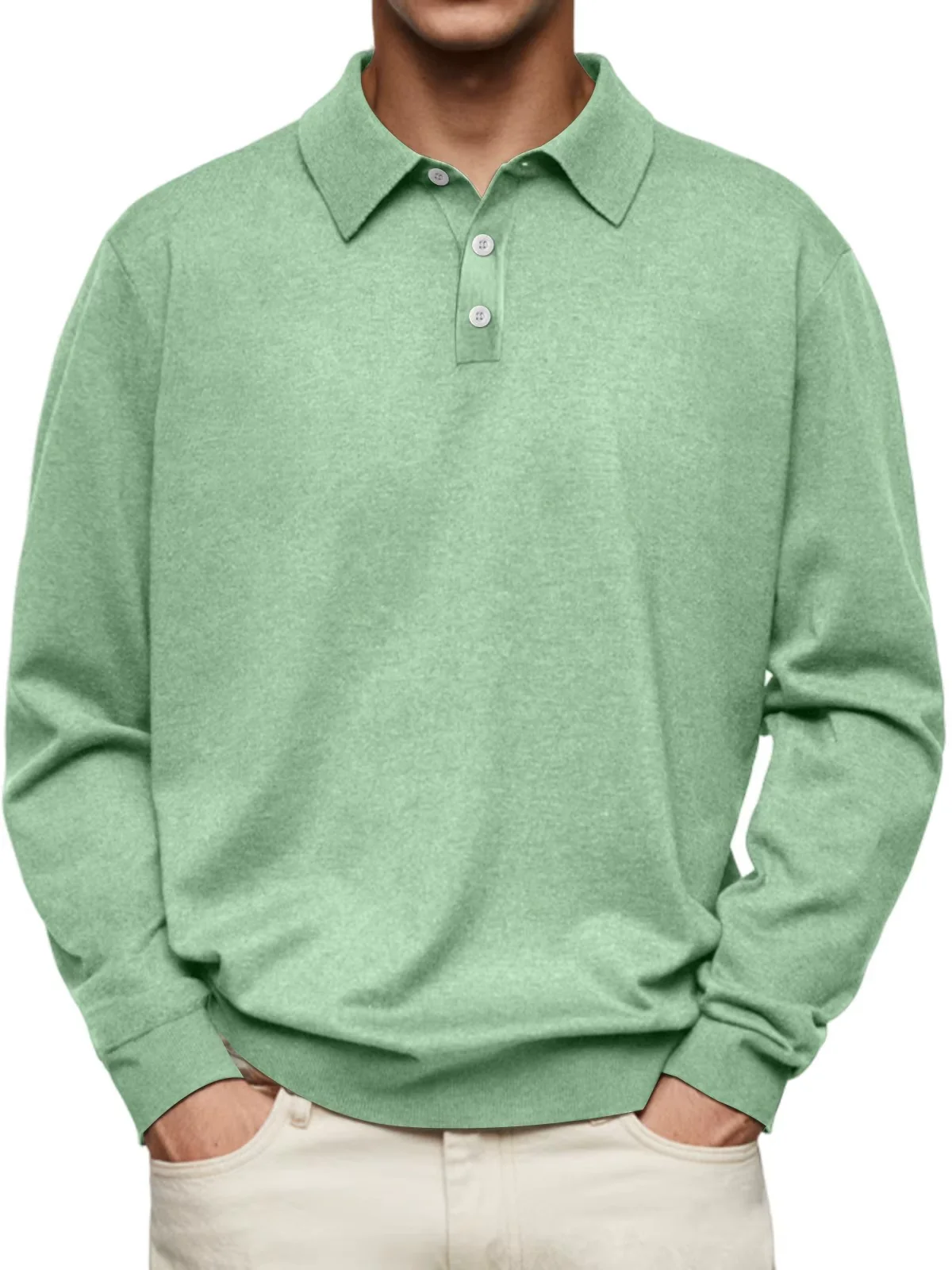 Comfortable long-sleeve polo shirt for men