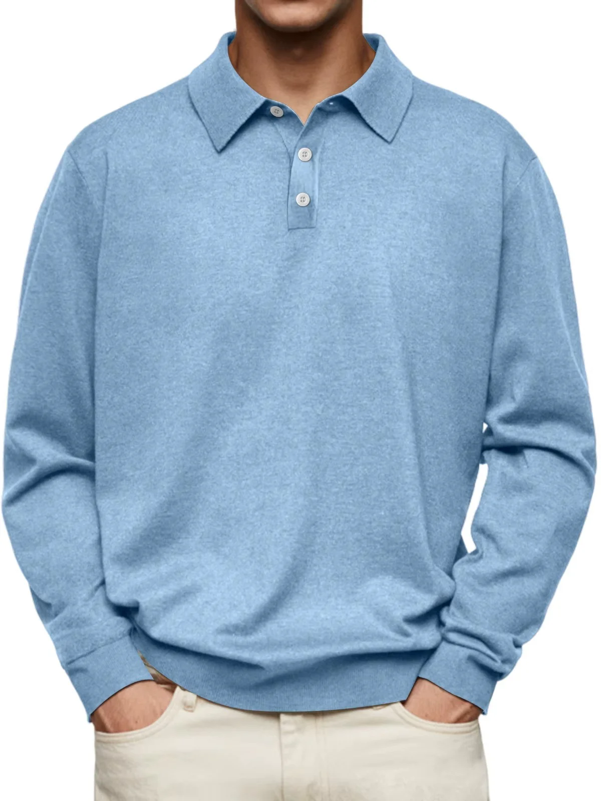 Comfortable long-sleeve polo shirt for men