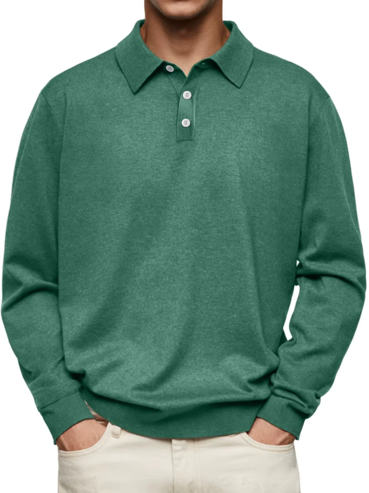 Langarm-Poloshirt für Herren mit strukturiertem Stoff und gerippten Bündchen