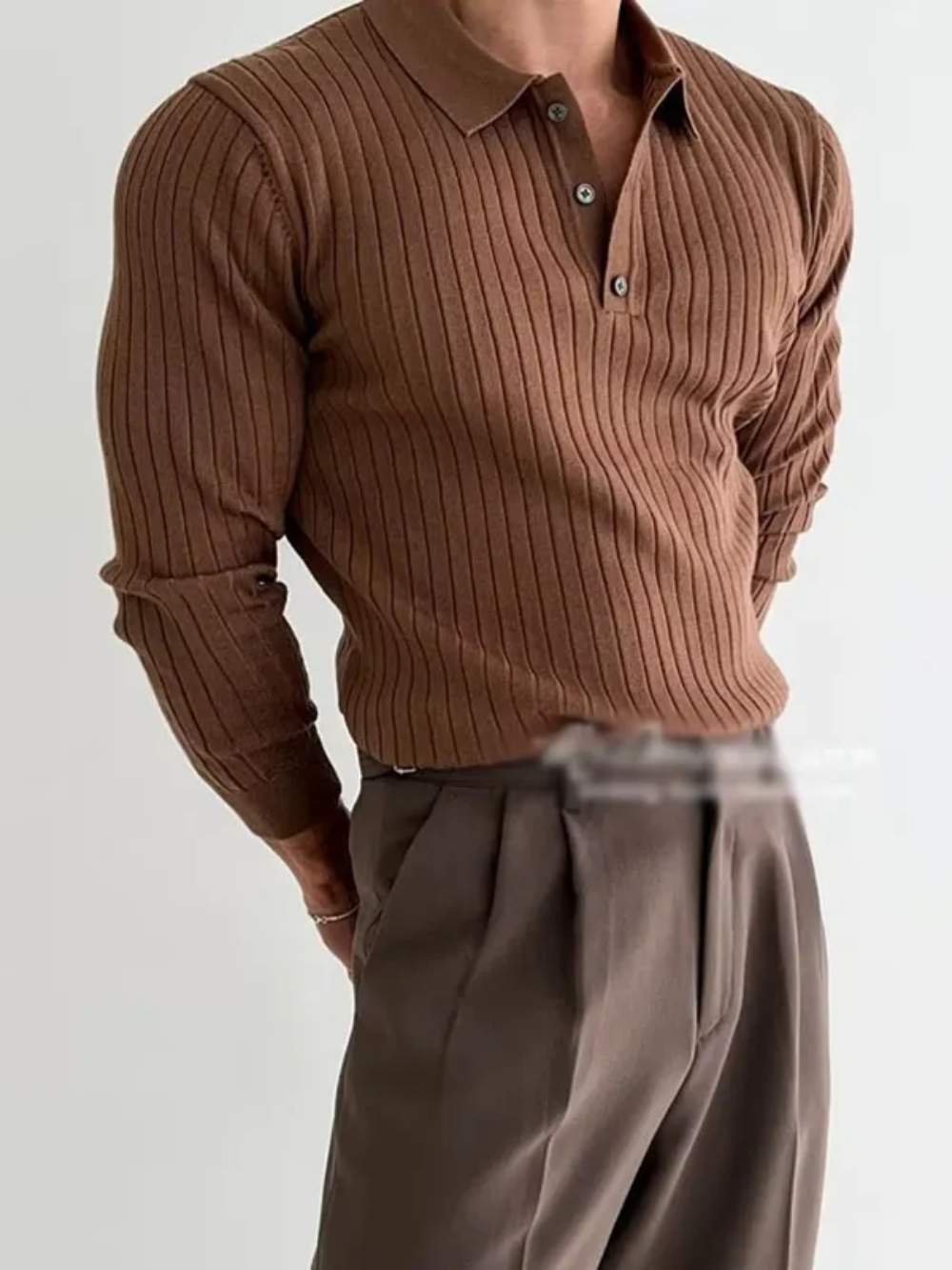Elegant ribbed polo shirt for men