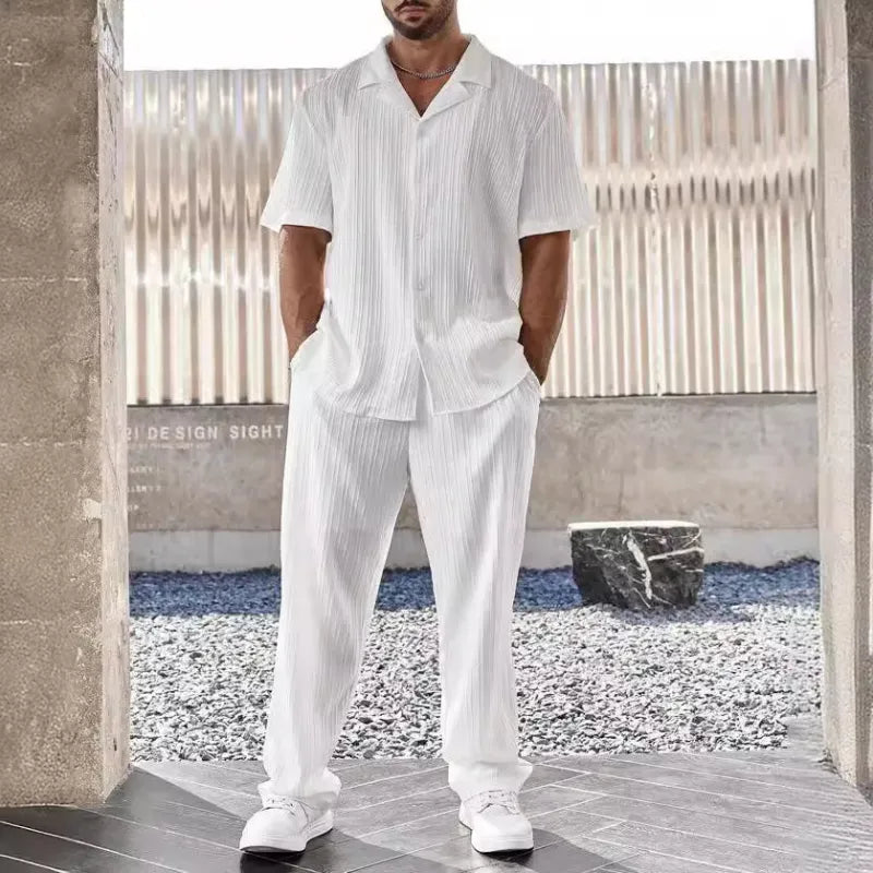 Versatile striped shirt and pants set