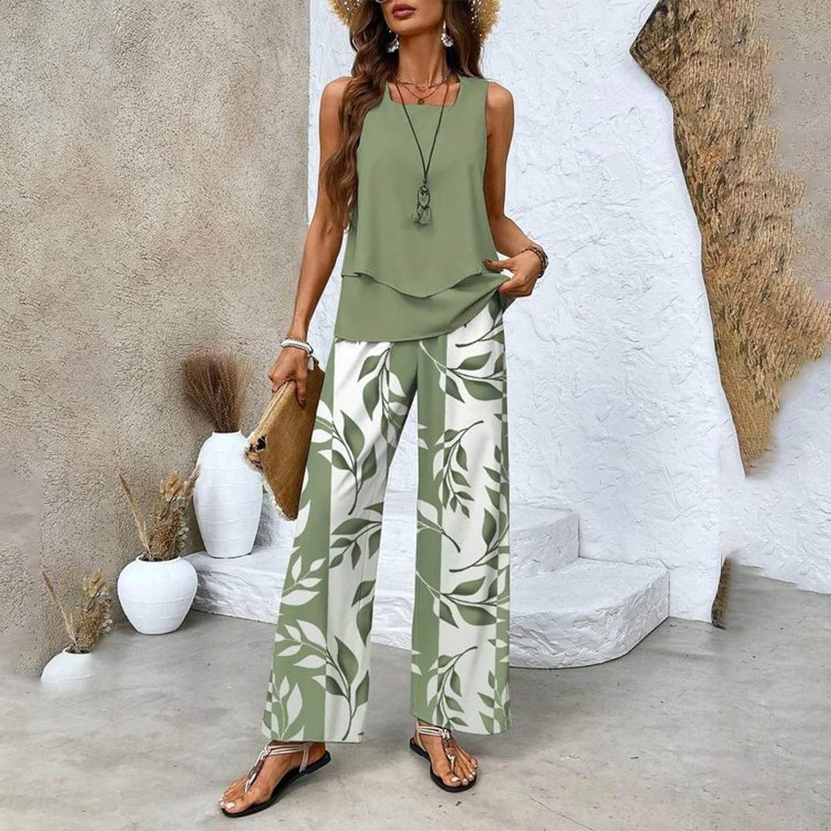Ladies Trendy Print 2 Piece Outfit