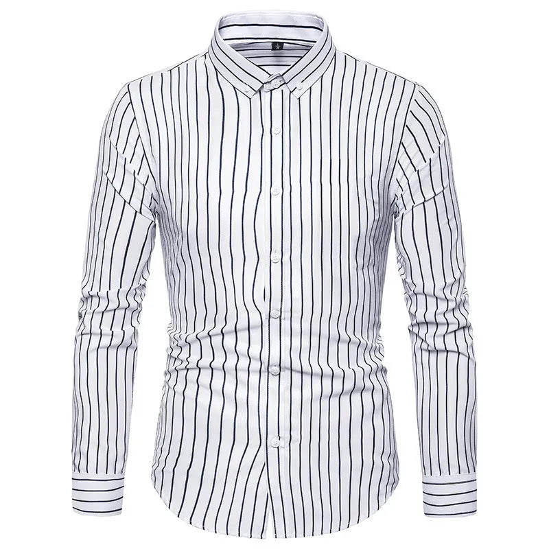 Lightweight slim-fit striped cardigan shirt for men