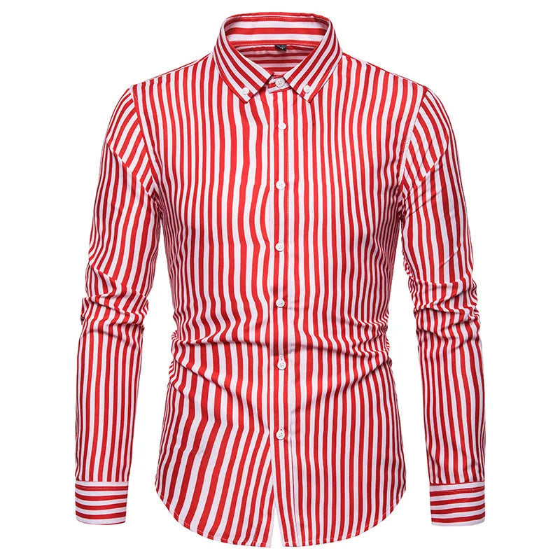 Lightweight slim-fit striped cardigan shirt for men
