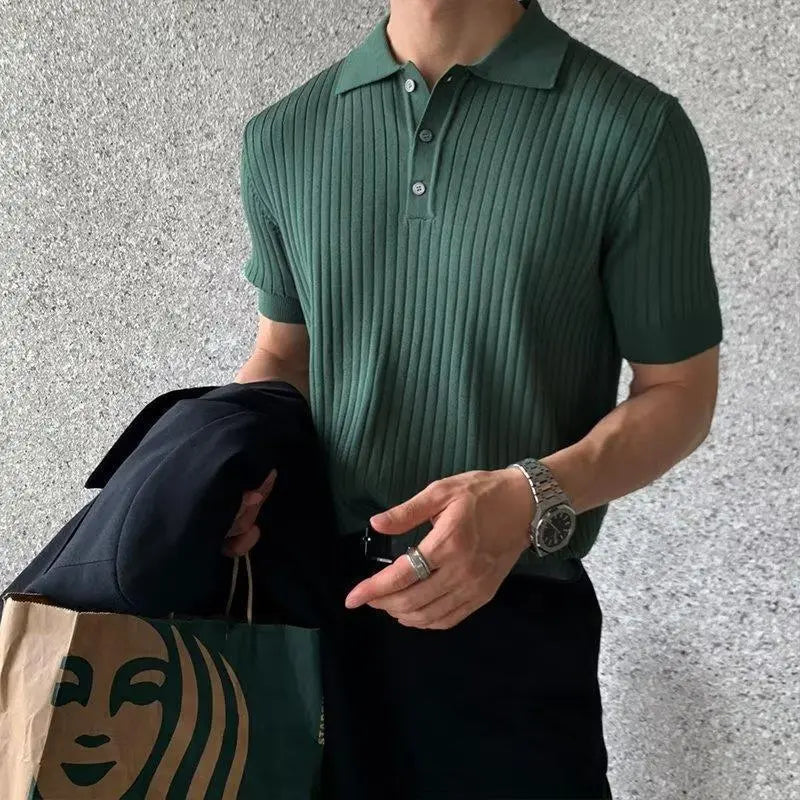 Knit polo shirt for men in Korean style