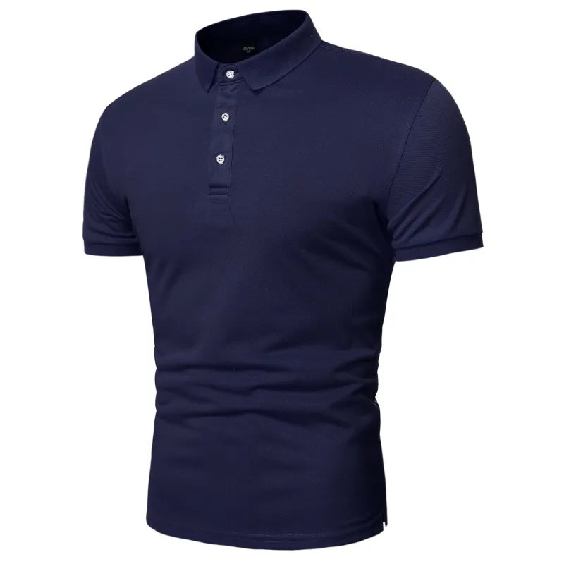 Herren Slim-Fit Poloshirt mit Stehkragen und Knopfleiste